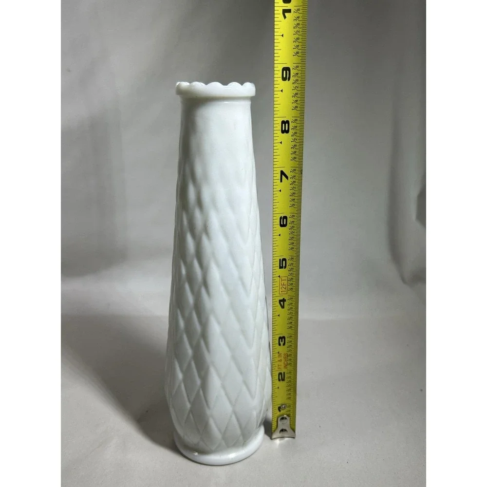 Vintage Milk Glass Vase Flute for Flowers Home Decor Farmhouse Collectible